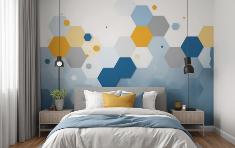 Geometric Wall Paint - Hexagonal Wall Paint Design