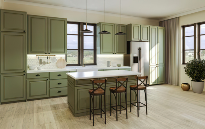 Kitchen Cabinet Color Trends - Sage Green Splendour