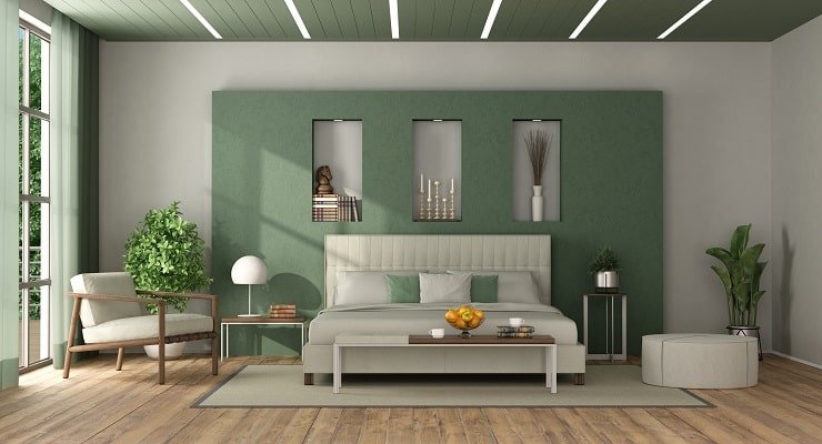 Sage Green and Grey bedroom