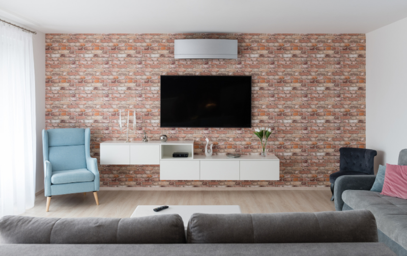 TV Feature Wall Design - Exposed Brick Wall