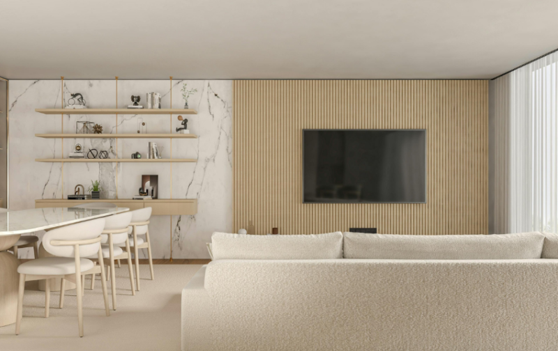 TV Feature Wall Design - Fluted Finesse