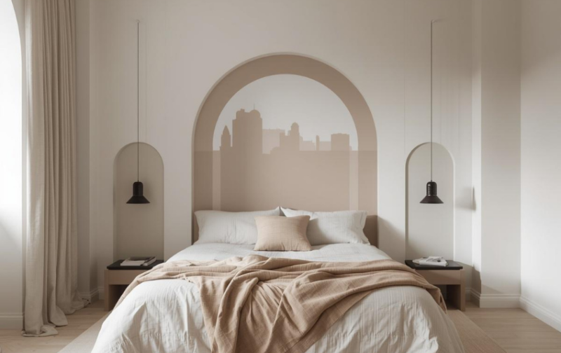Two Colour Combination for Bedroom Walls - Painted Boho Arches