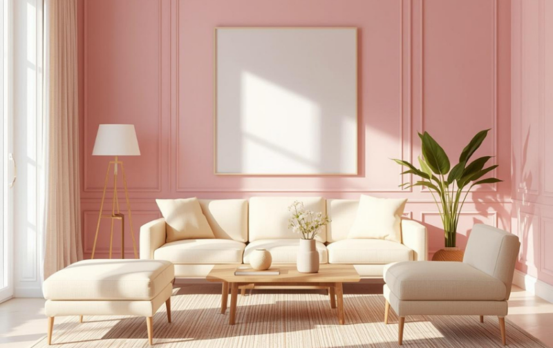 Two Colour Combinations for Living Room - Cream and pastel pink