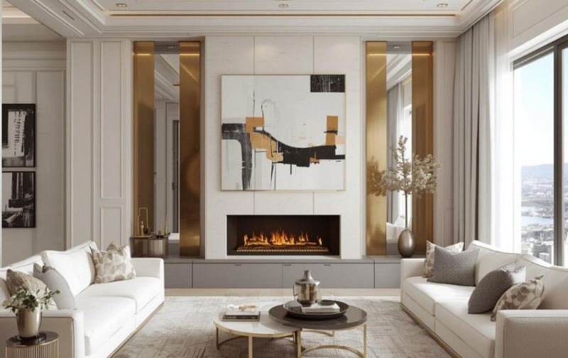 Two Colour Combinations for Living Room - White and gold