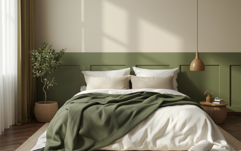 Two-tone Paint Ideas - Olive Green and White
