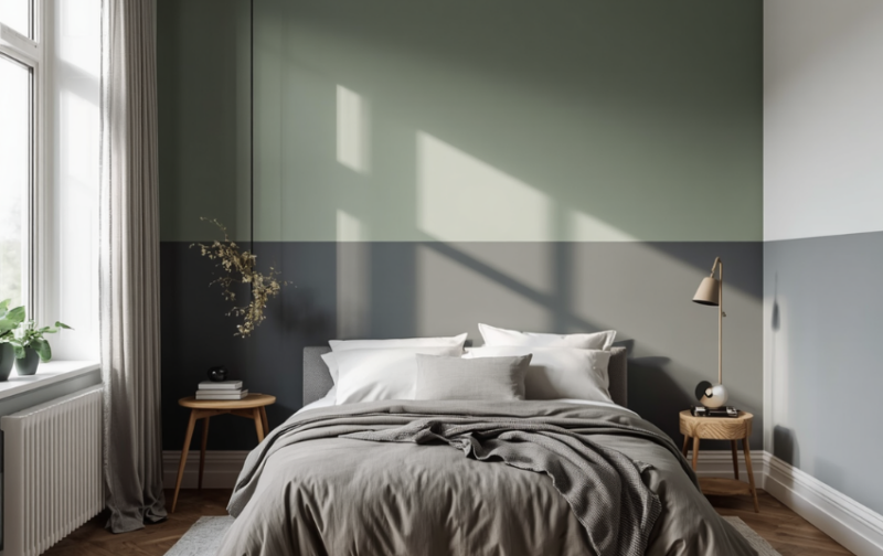 Two-tone Paint Ideas - Sage Green and Grey